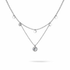   Réteges ezüst nyaklánc érmékkel és köves medállal – állítható