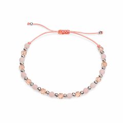 Rózsaszín bogyós madzagos karlánc ezüst elemmel