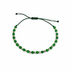 Zöld bogyós madzagos karlánc ezüst bogyóval