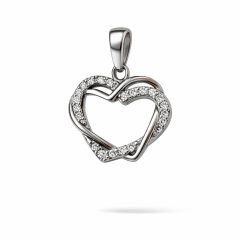 Két szíves ezüst medál cirkóniával