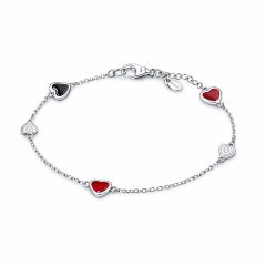   Anker szemű ezüst karlánc cirkónia köves szív díszekkel