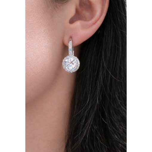 Dupla fény – ezüst cirkónia fülbevaló 8 mm-es kővel