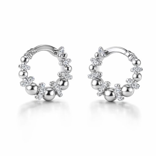 Ezüst csavart fülbevaló kövekkel és vésett bogyókkal – 4,2 g