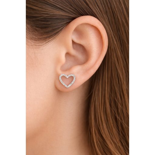 Szív ragyogás – ezüst fülbevaló 10 mm
