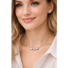Háromszíves ezüst nyaklánc cirkónia kővel – állítható 45 cm