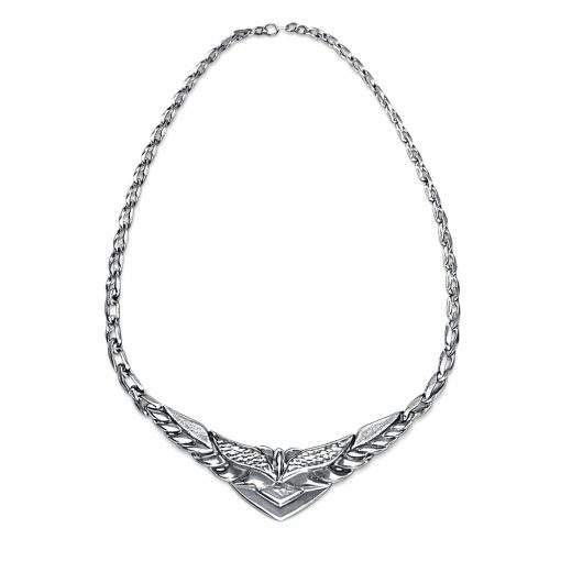 Vésett ezüst nyakék – középen szív formával
